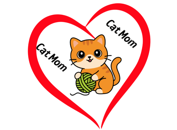 Charming Cute Cat Mom SVG for Embroidery