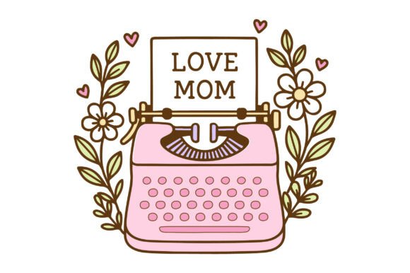 Vintage Typewriter Mom SVG: A Charming Embroidery Design